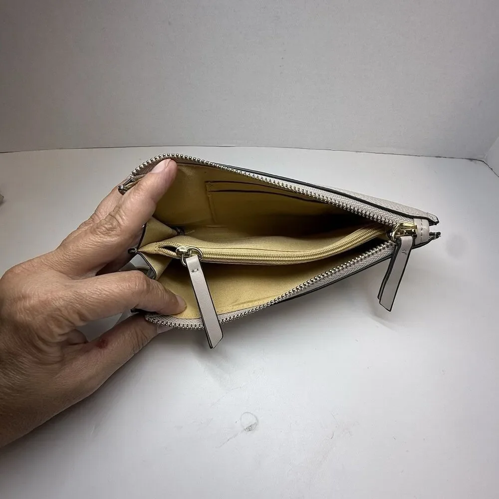 Nanette Lepore Cream Pebbled Vegan Leather Wristlet Wallet New